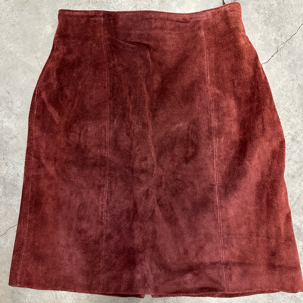 Vintage Leather Burgundy Maroon Skirt